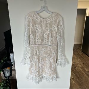 Davids Bridal Lace Illusion Dress - Bridal Shower Rehearsal dinner
